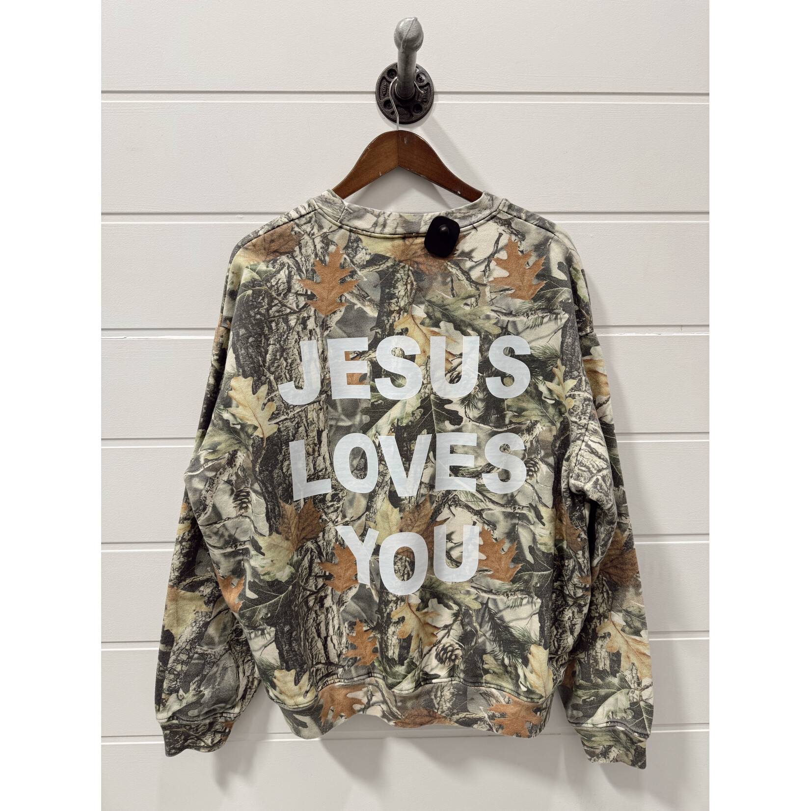 Cotton Collective Jesus Loves You Vintage Camo Crew
