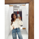 V-Neck Balloon Sleeve Knit Sweater