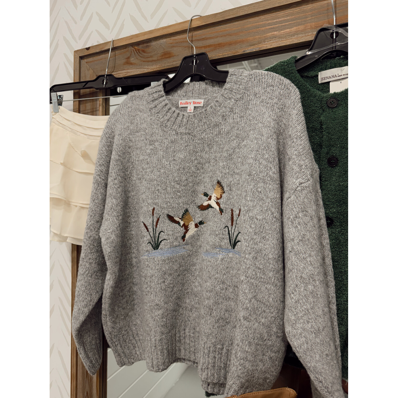 Embroidered Duck Knit Sweater