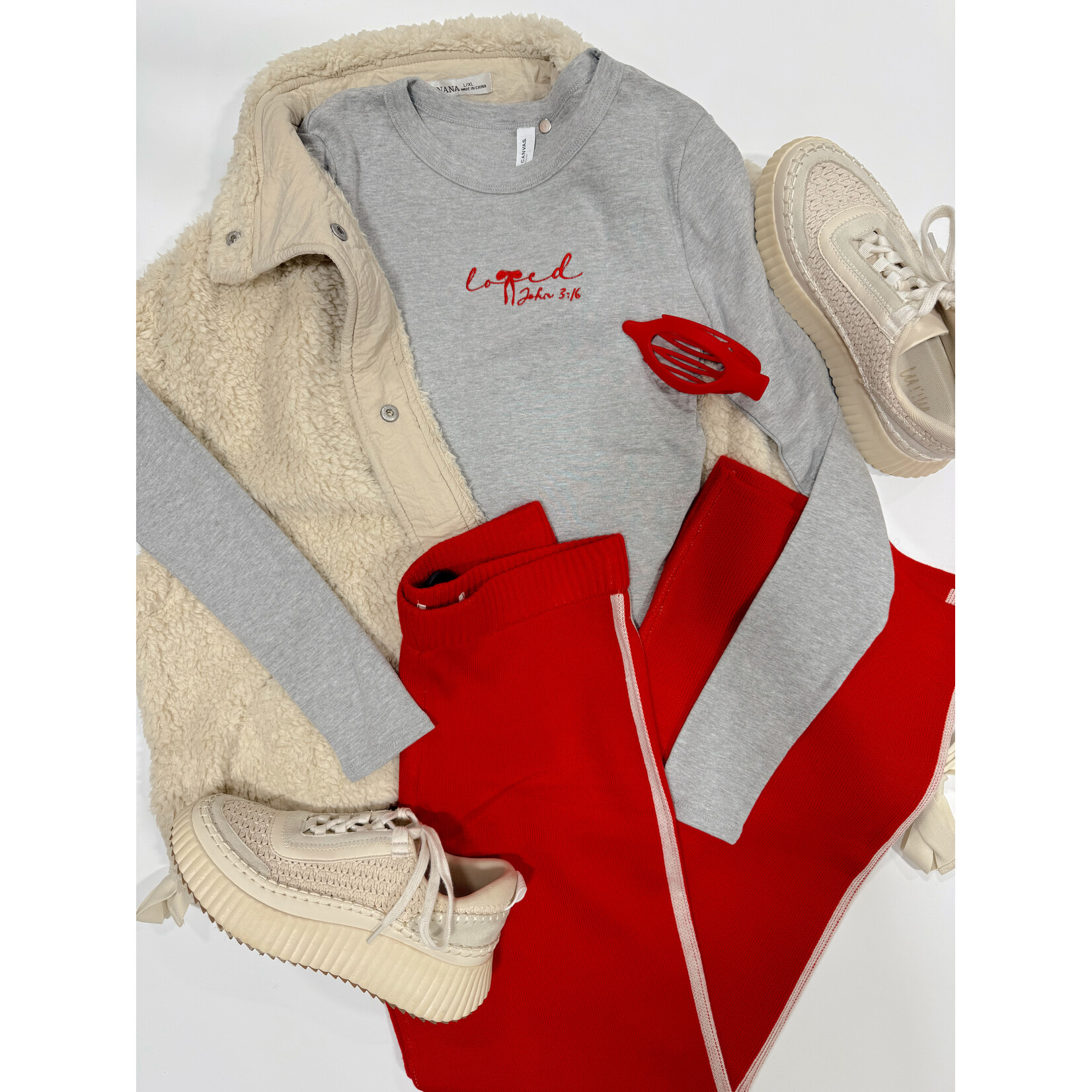 Bella+Canvas Loved Emb. Long Sleeve Top