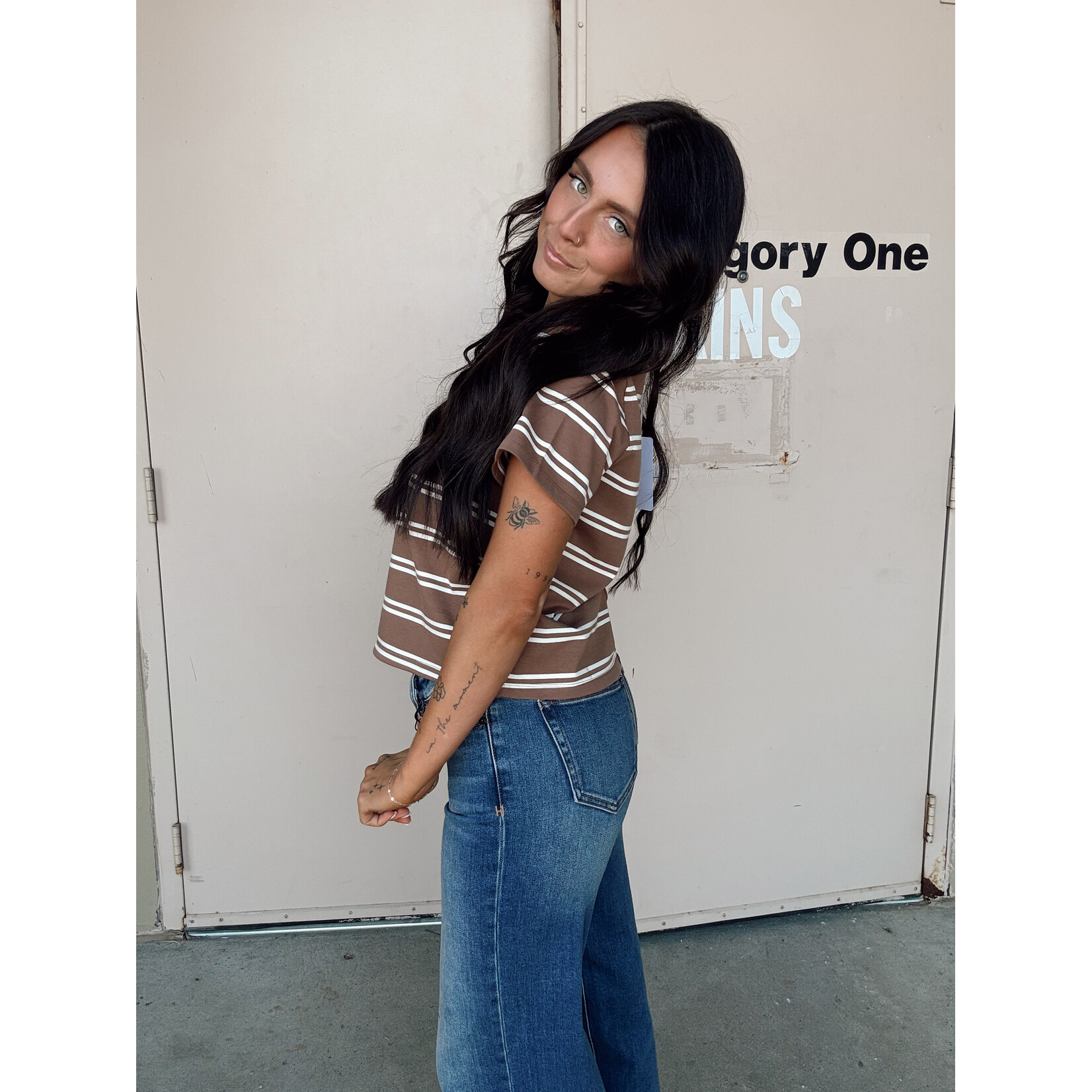 Aemi+Co Stripe Boxy Short Sleeve