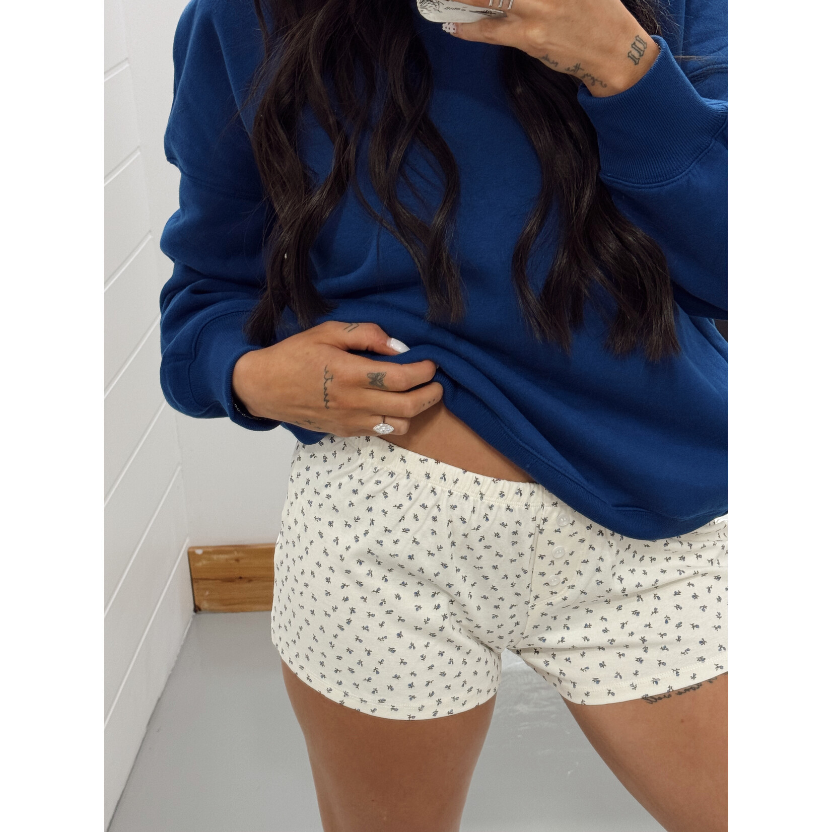 Ditzy Floral Printed Cotton Shorts