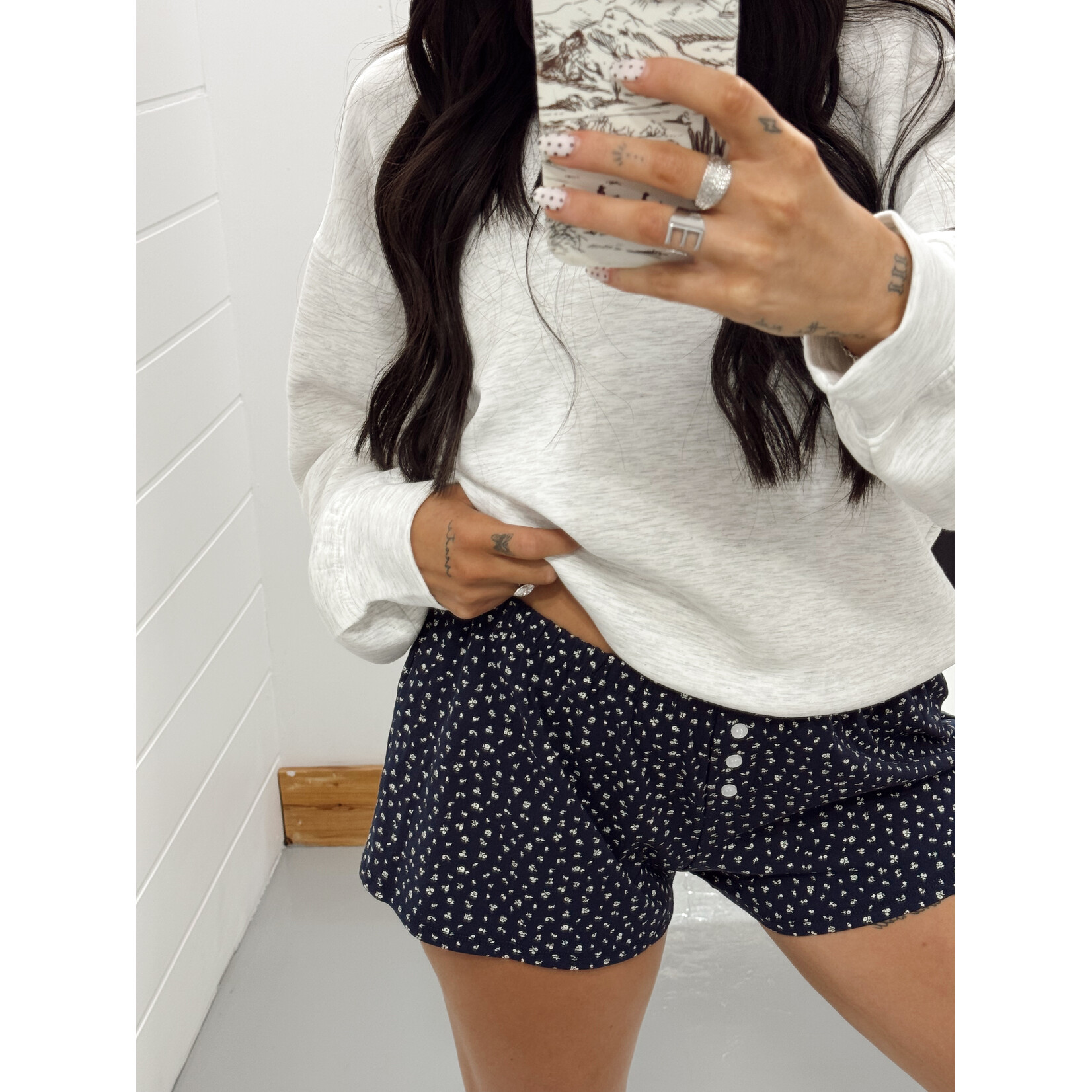 Ditzy Floral Printed Cotton Shorts
