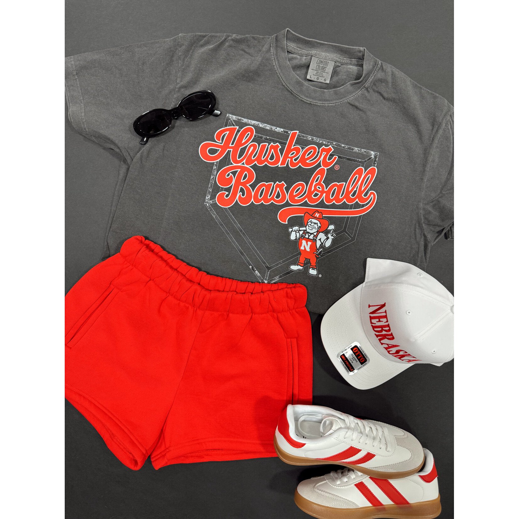 comfort colors Husker Baseball Home Plate Tee