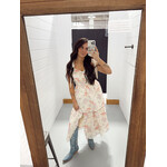 Just Me Floral Eyelet Strap Detail Midi Dress