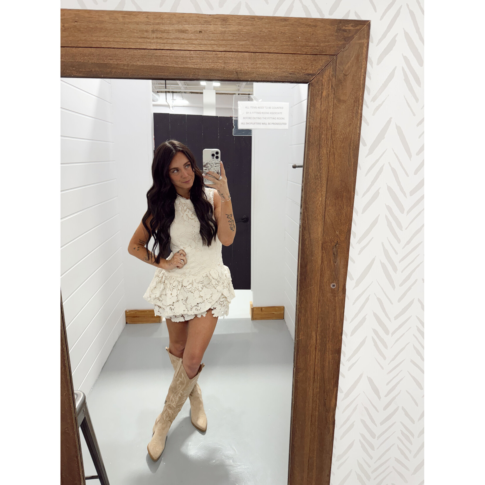 Floral Lace Scalloped Hem Mini Dress