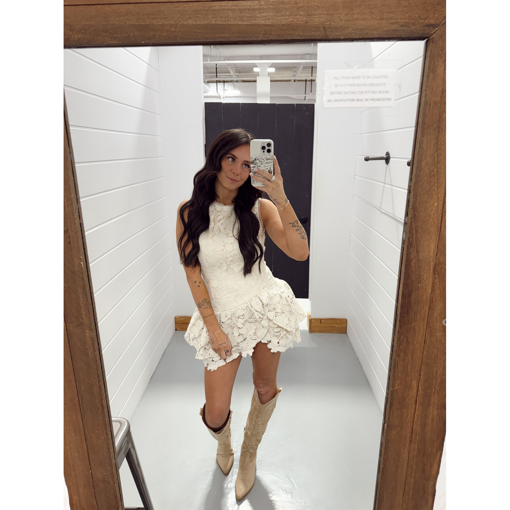 Floral Lace Scalloped Hem Mini Dress