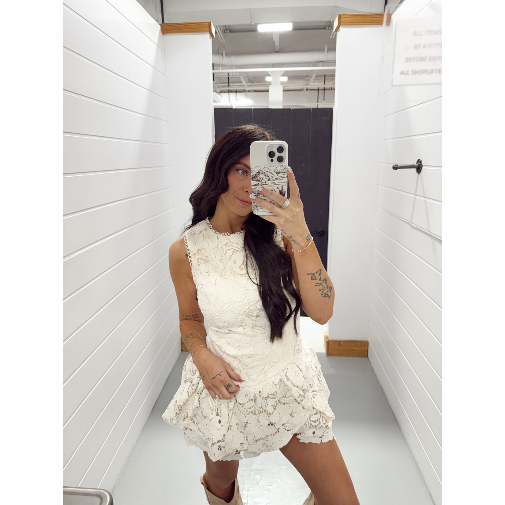 Floral Lace Scalloped Hem Mini Dress