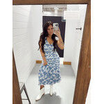 Floral Lace Ruched Midi Dress