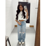 High Rise Distressed Wide Leg Jeans