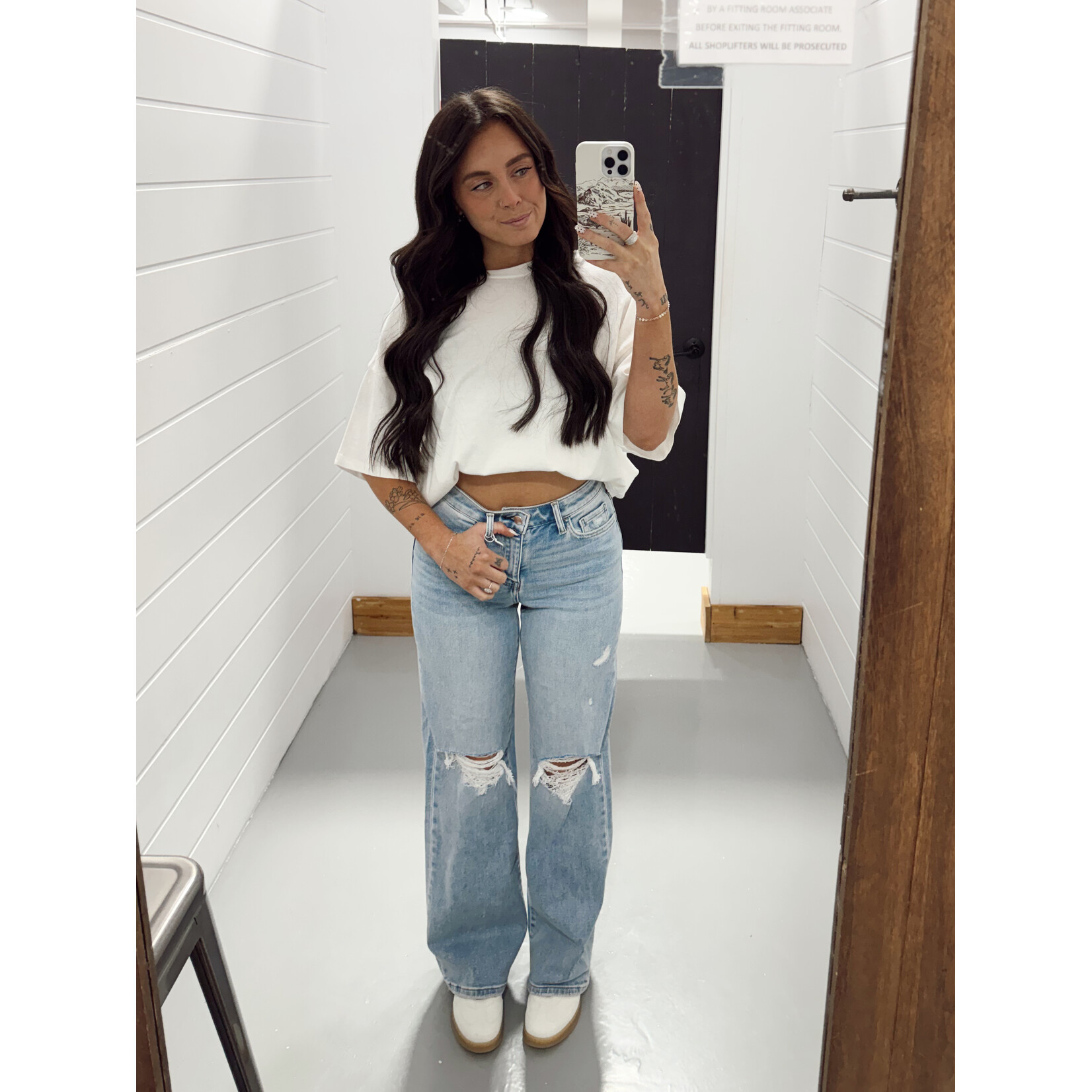 High Rise Distressed Wide Leg Jeans