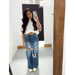 High Waisted Distressed Wide Leg