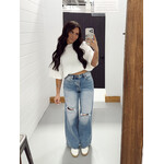 High Rise Distressed Wide Leg