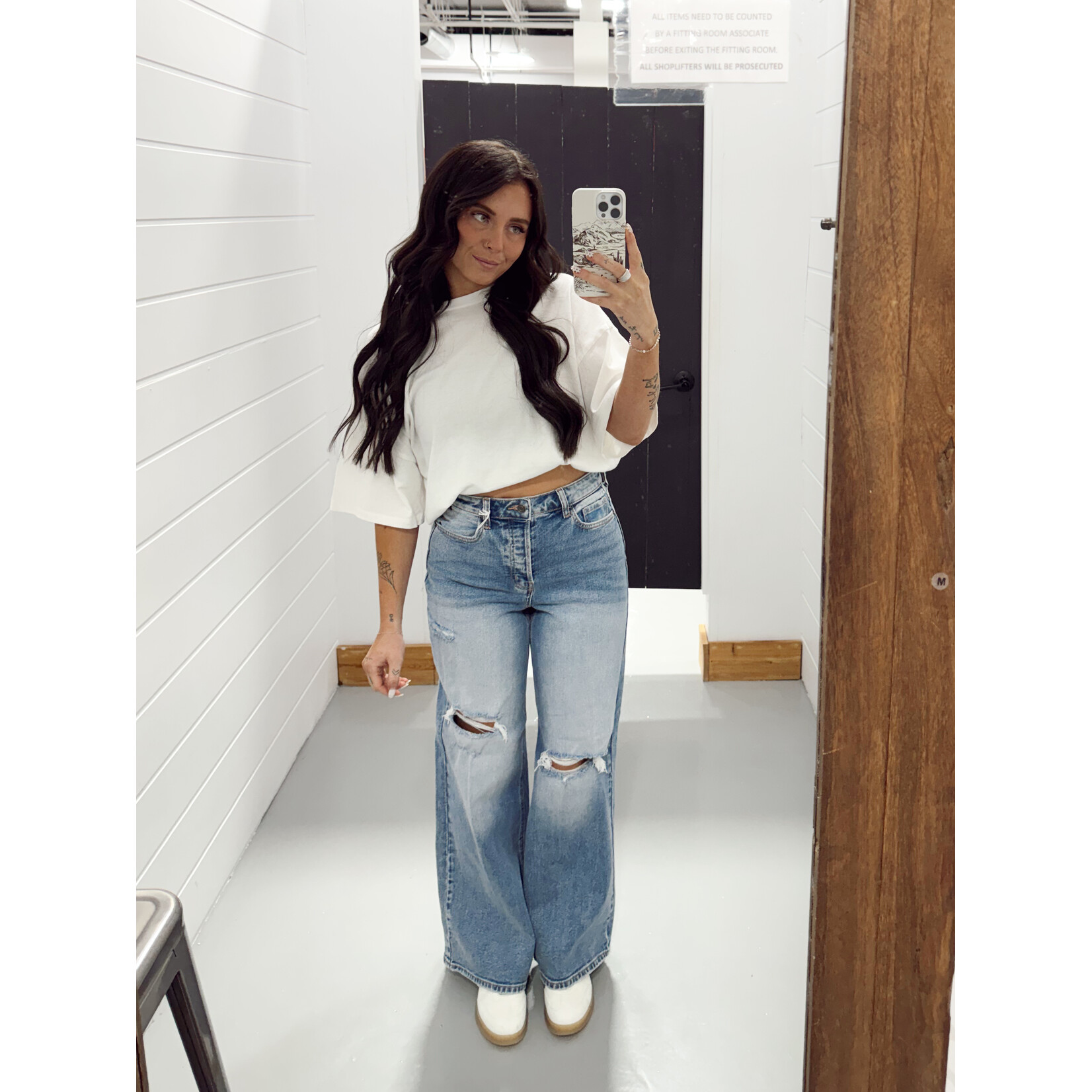 High Rise Distressed Wide Leg