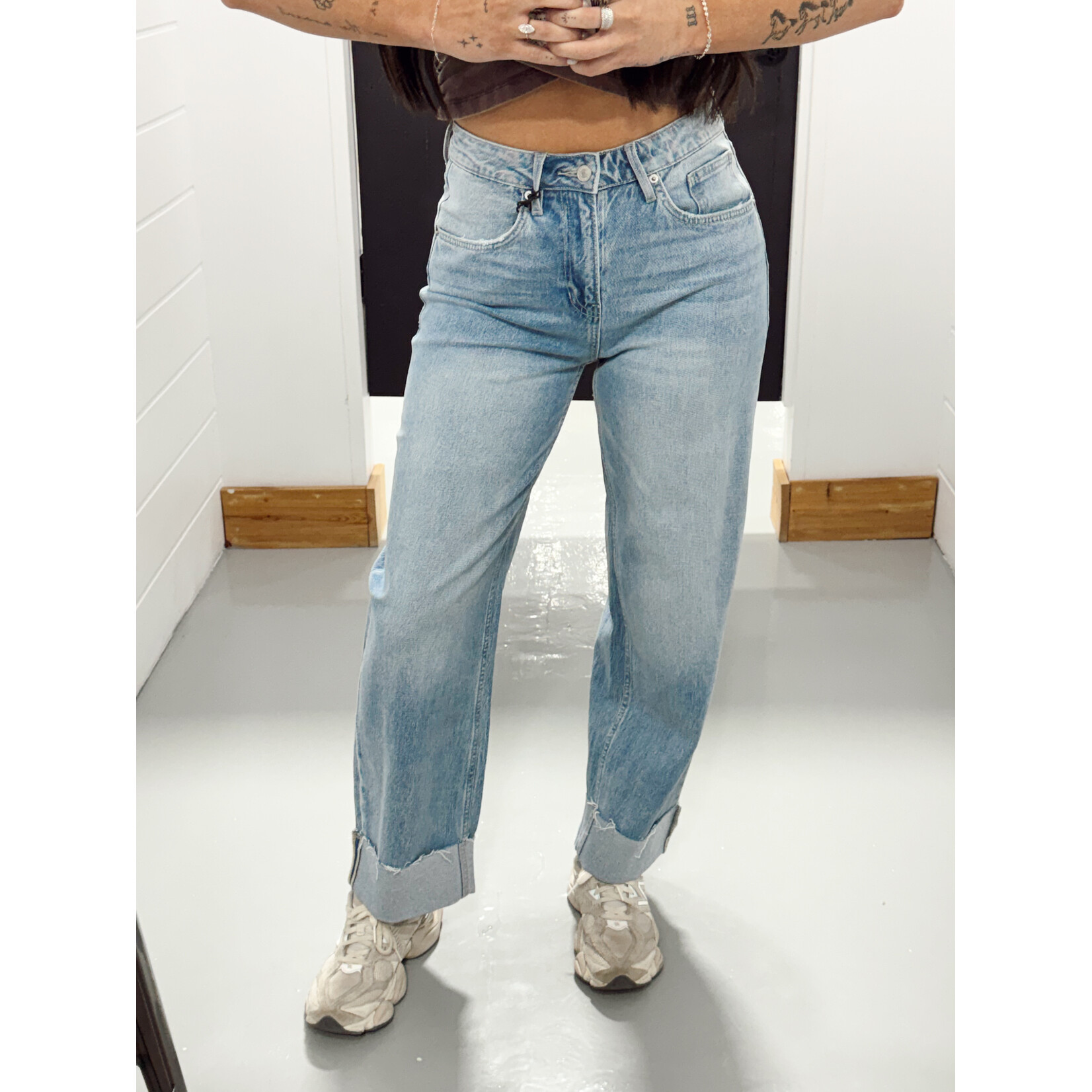 Mica Denim Cuffed Barrel Leg