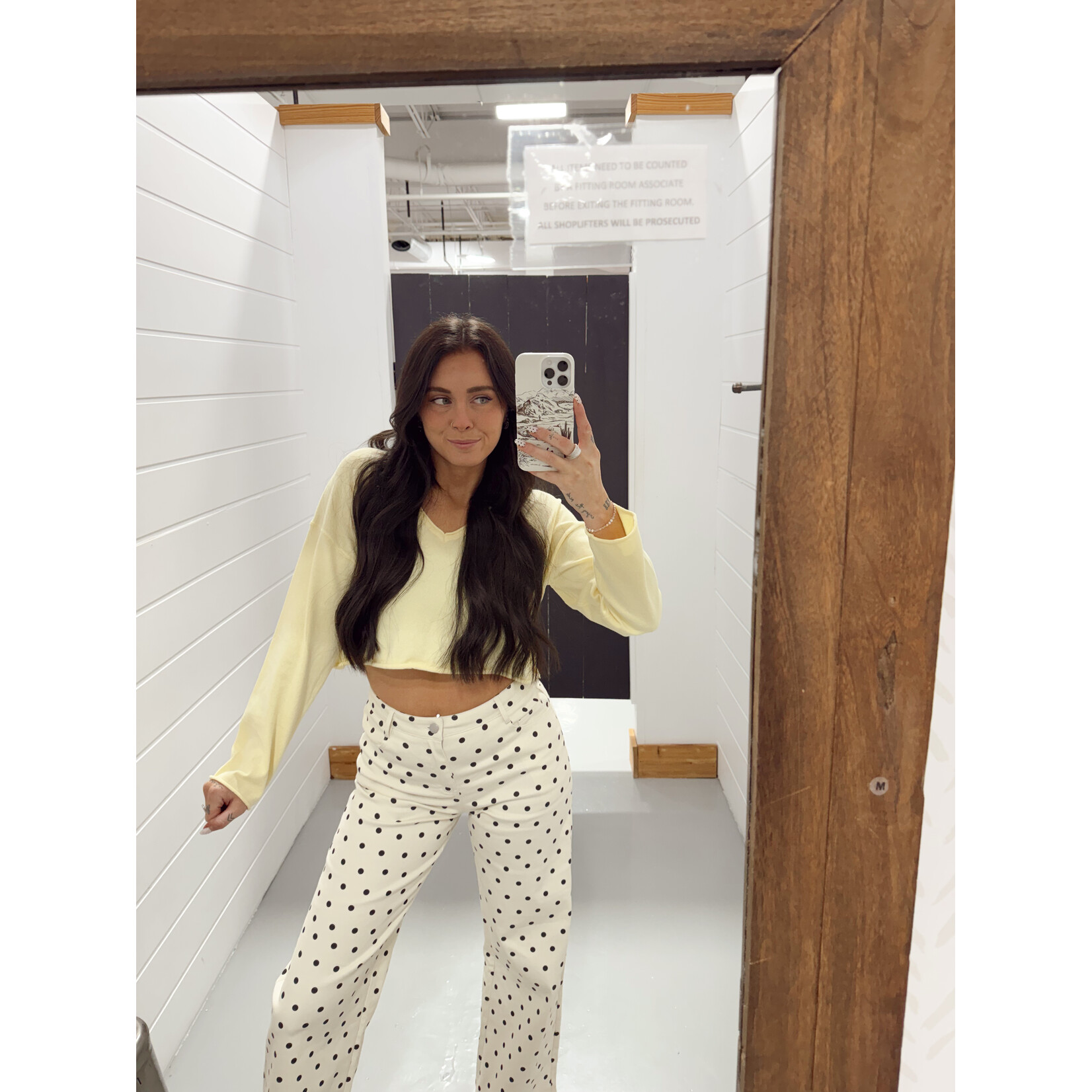 Mid Rise Straight Polka Dot Pants