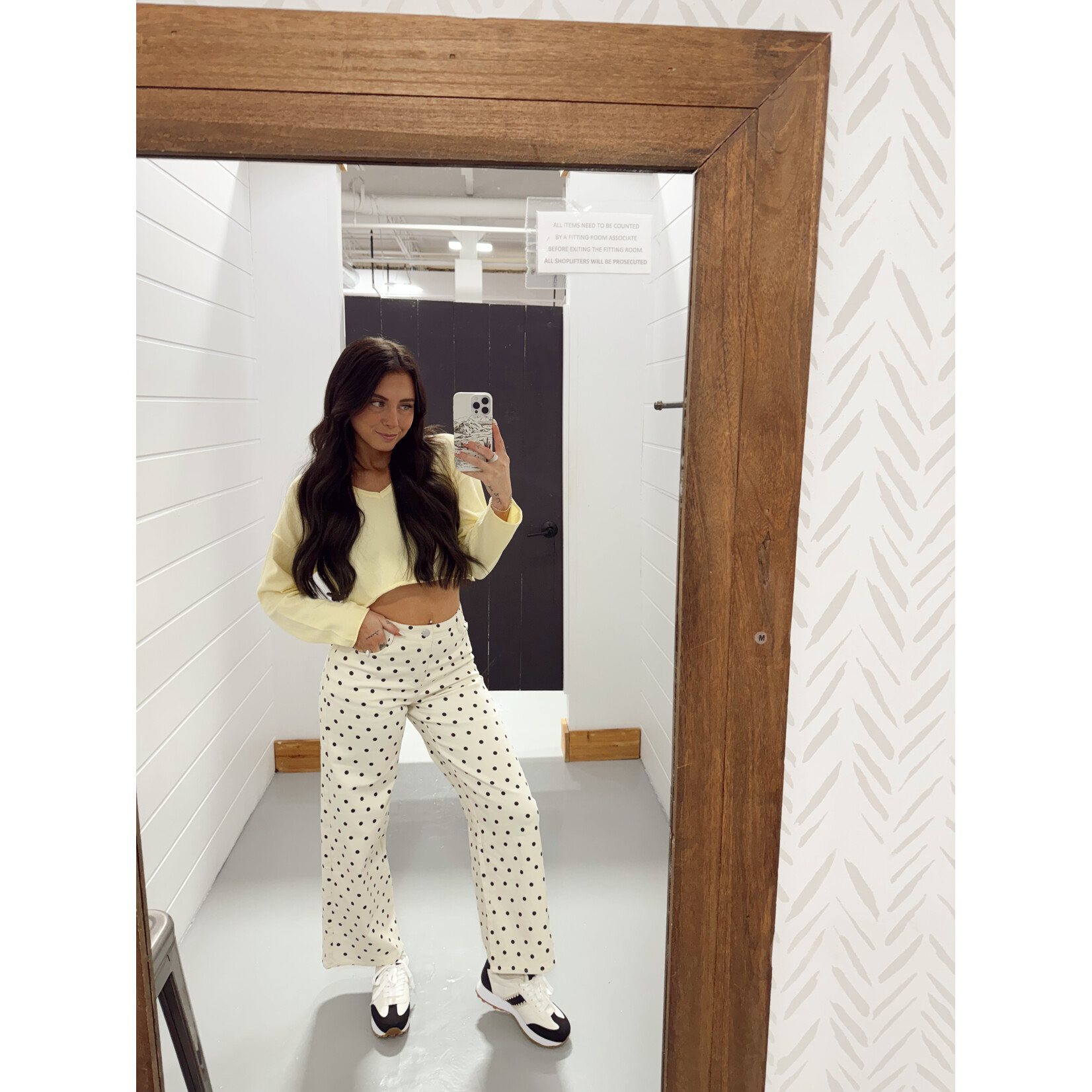 Mid Rise Straight Polka Dot Pants