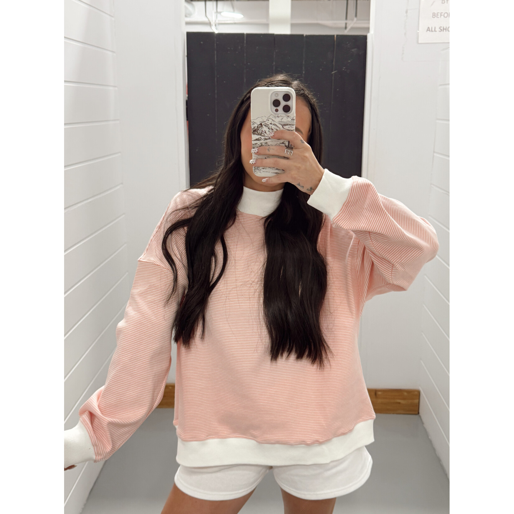 Mock Neck Stripe Top