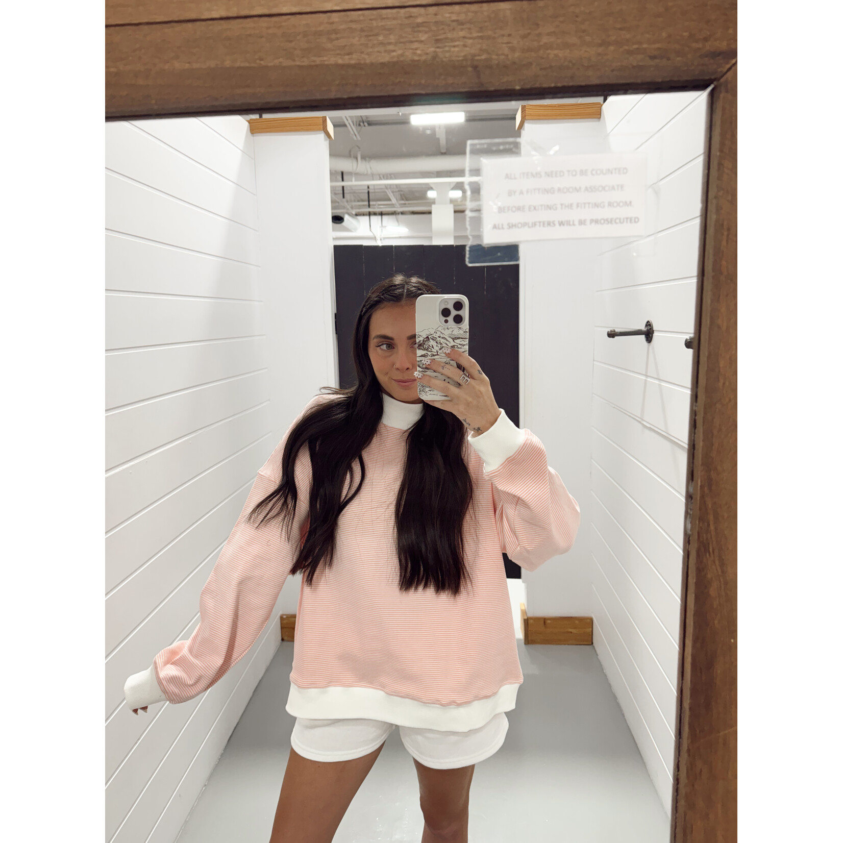 Mock Neck Stripe Top