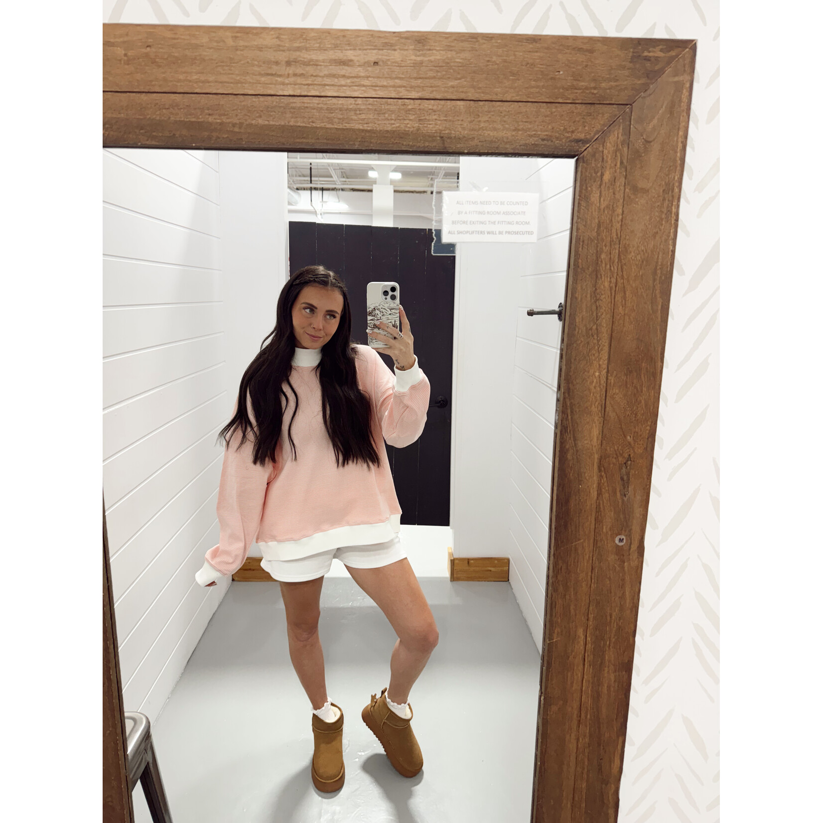 Mock Neck Stripe Top