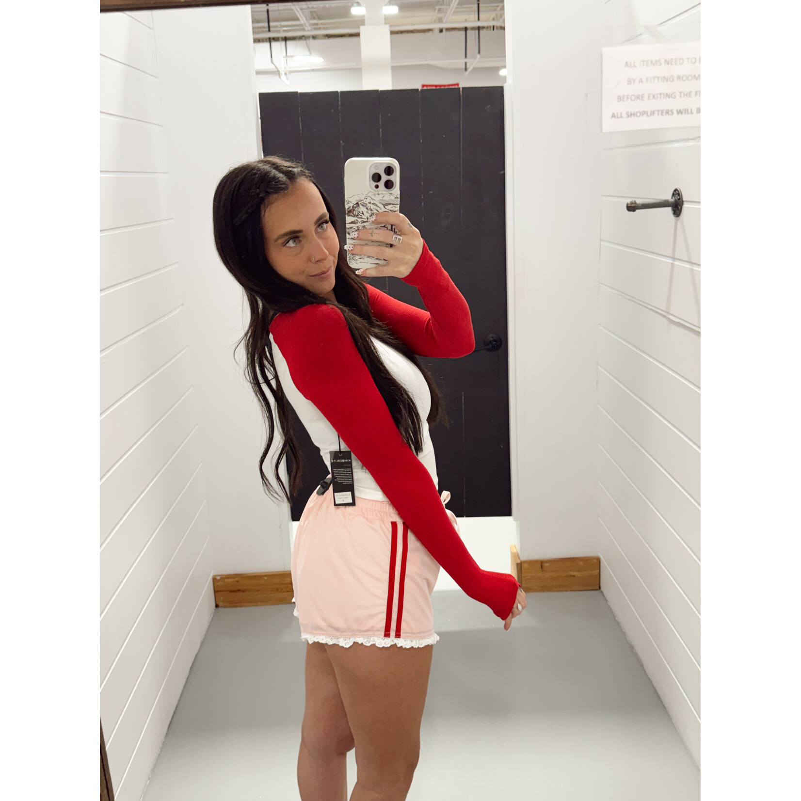 Low Waist Lace Trim Track Shorts