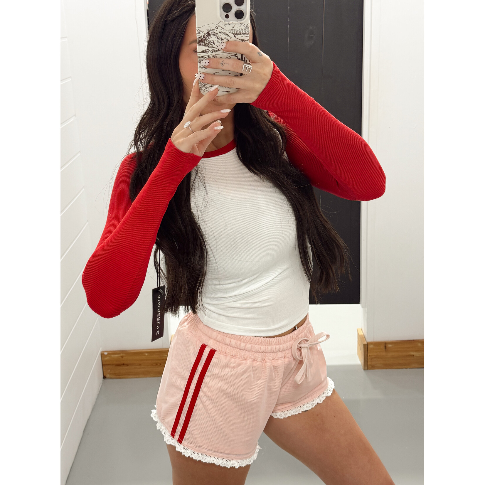 Low Waist Lace Trim Track Shorts