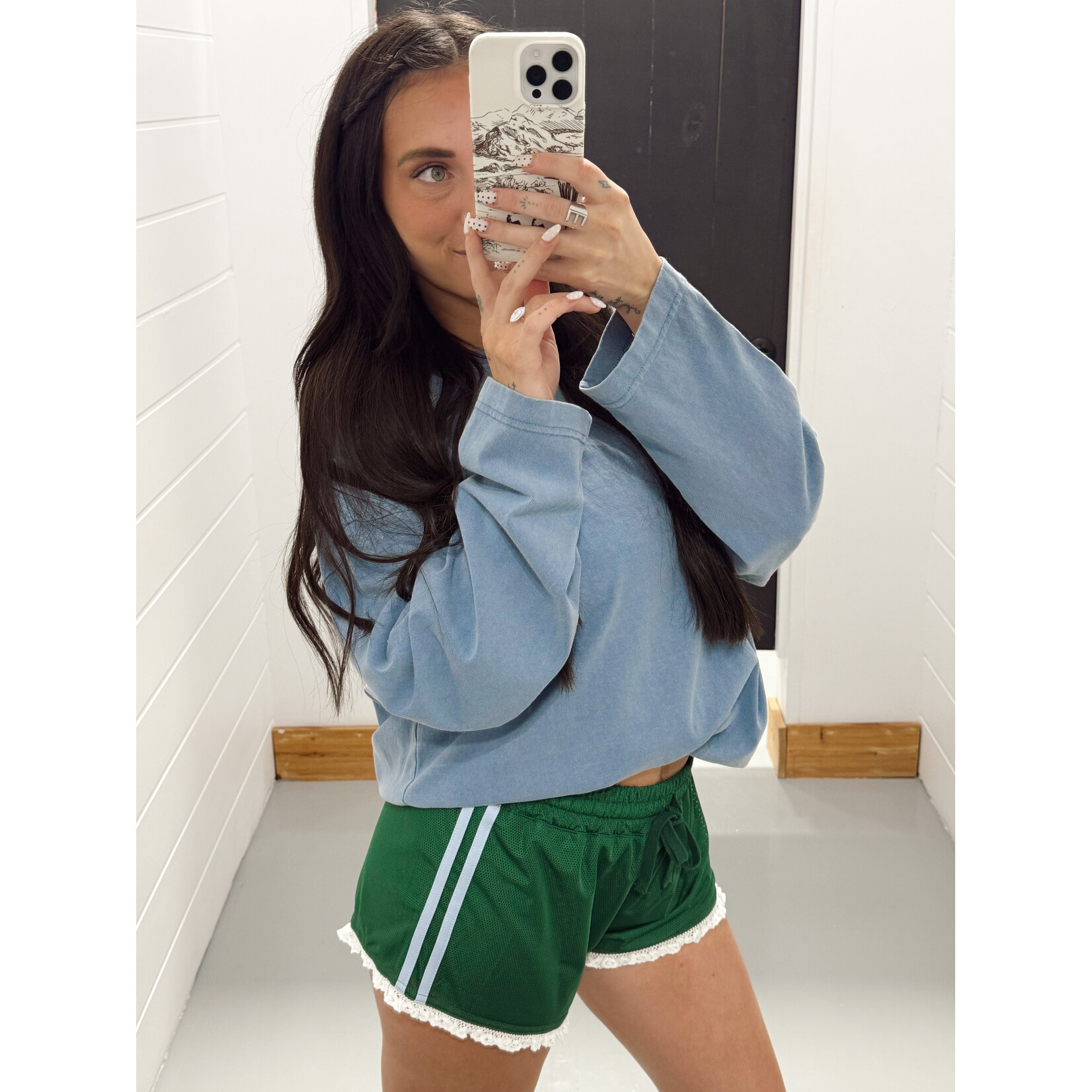 Low Waist Lace Trim Track Shorts