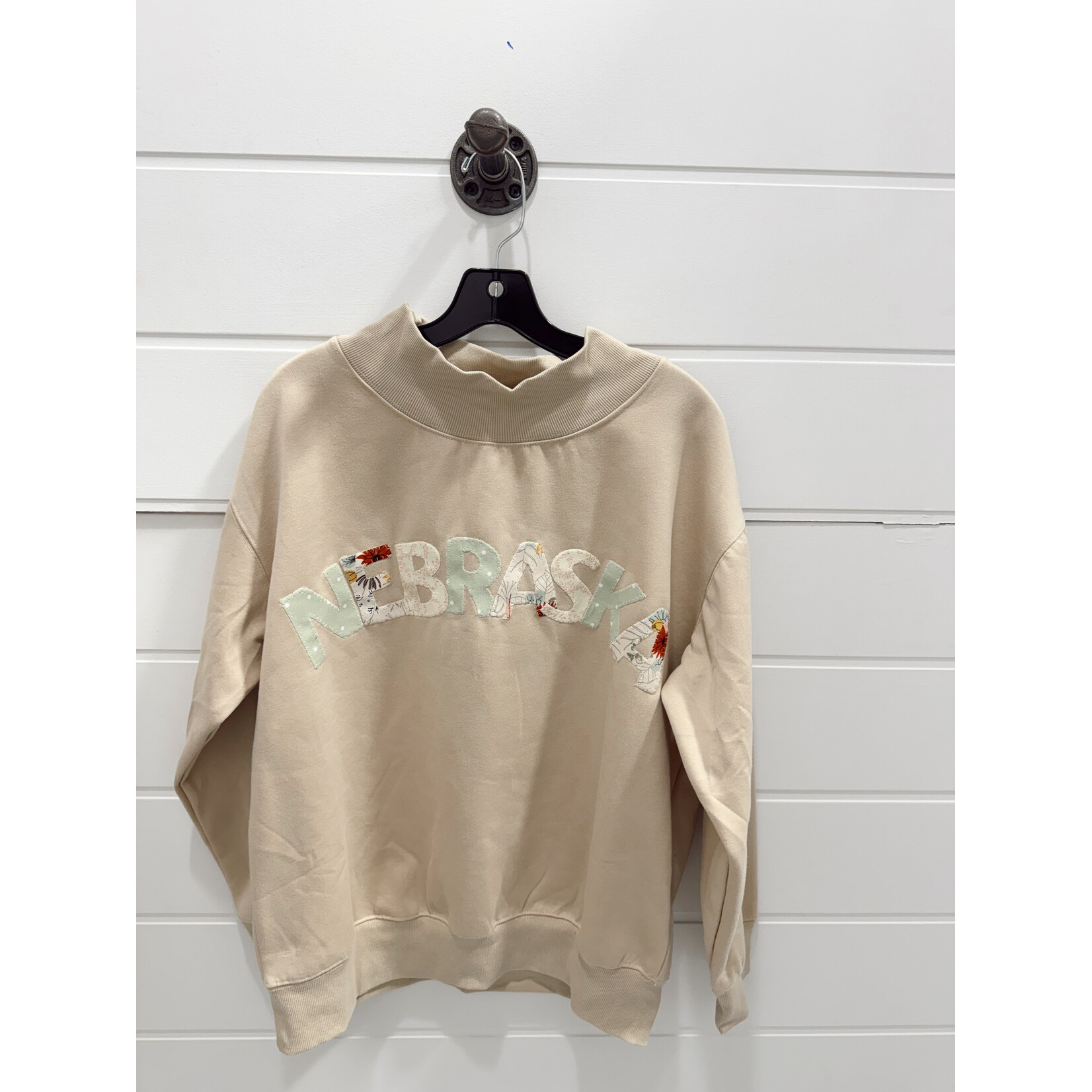 Nebraska Spring Neutral Patchwork Stitch Mockneck