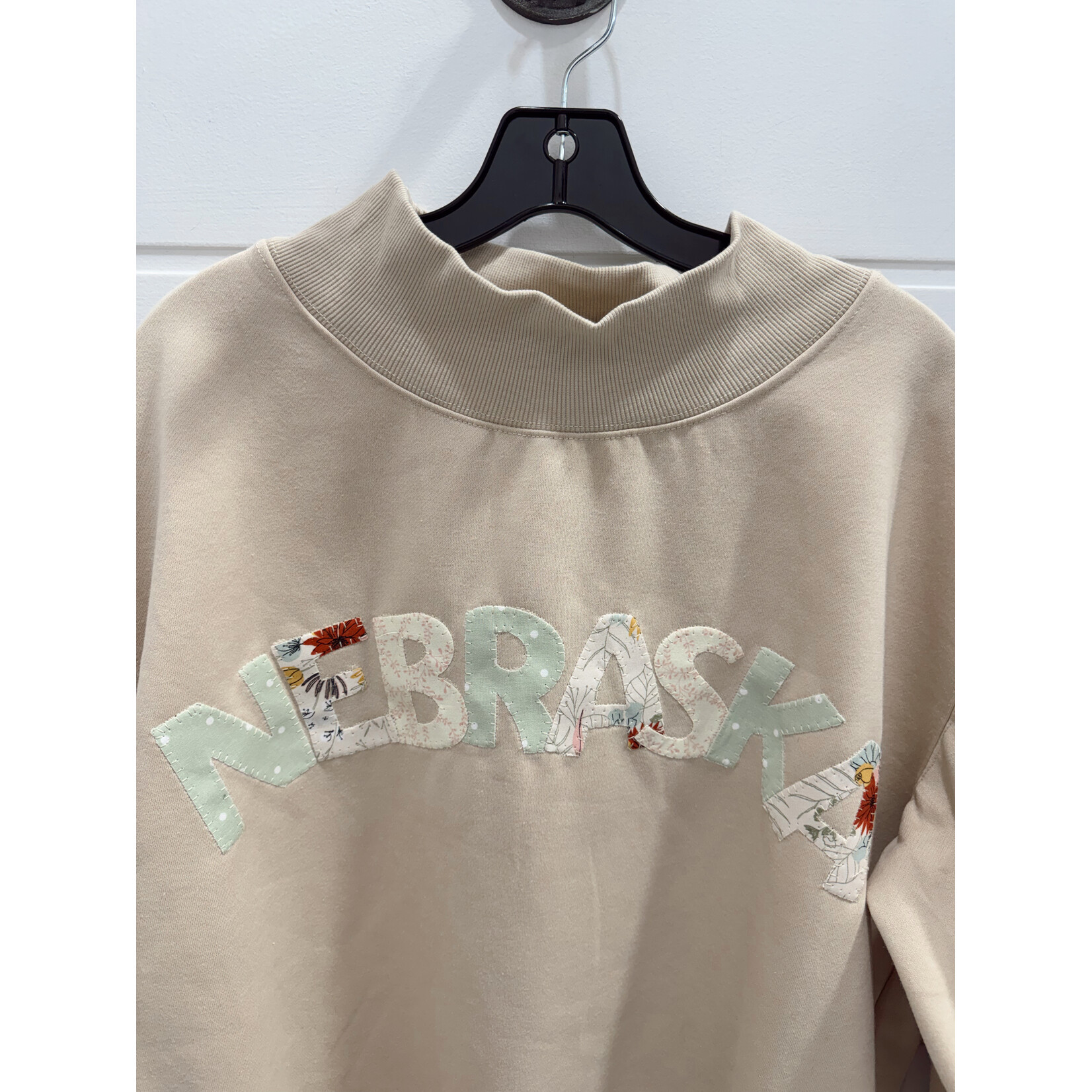 Nebraska Spring Neutral Patchwork Stitch Mockneck