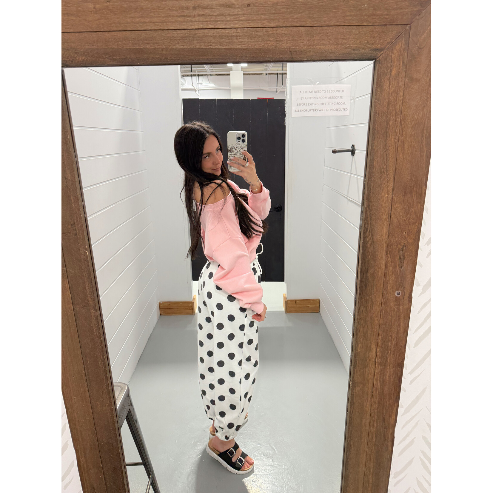 Polka Dots Elastic Waist Pants