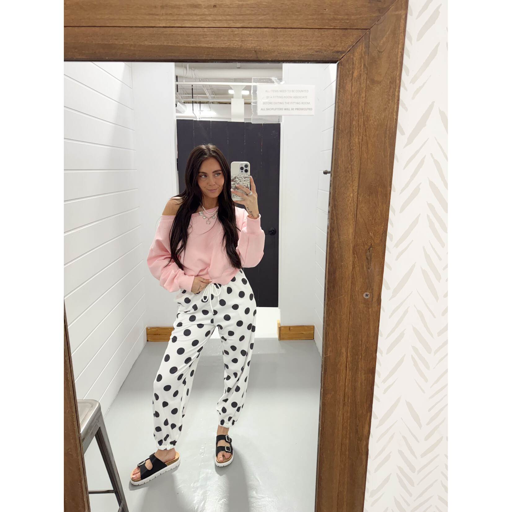 Polka Dots Elastic Waist Pants