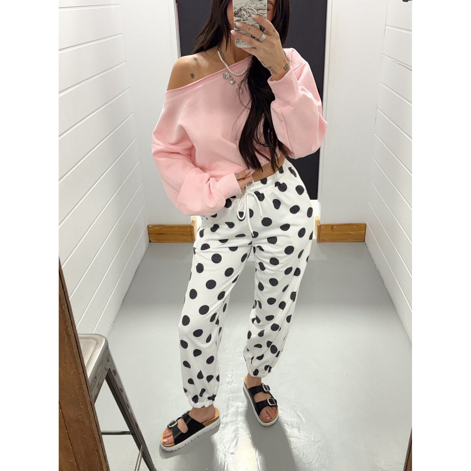 Polka Dots Elastic Waist Pants