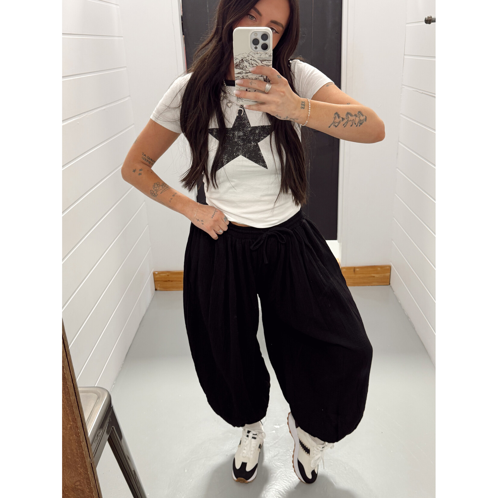 Elastic Waist Gauze Balloon Jogger