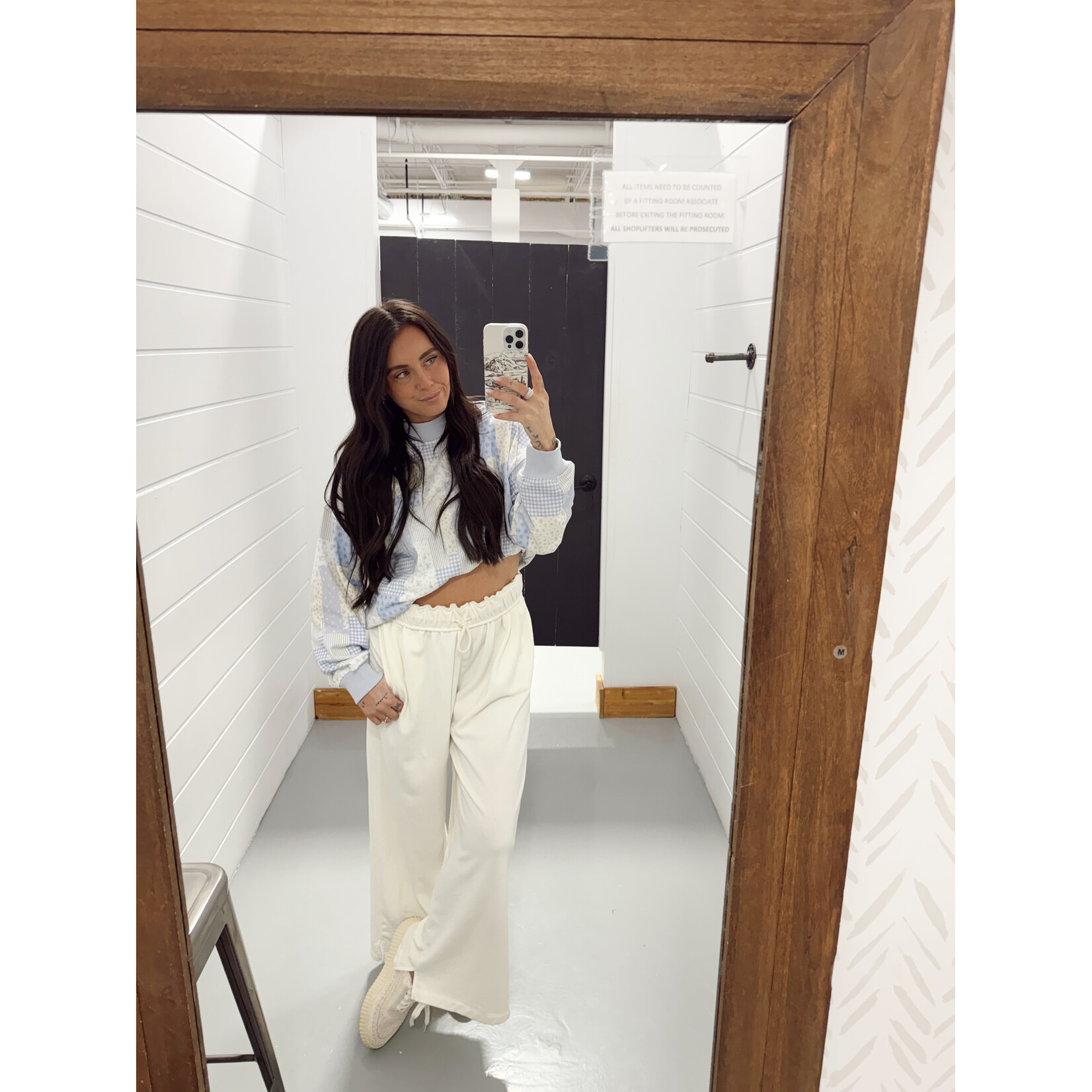 Mock Neck Patchwork Sweatshirt