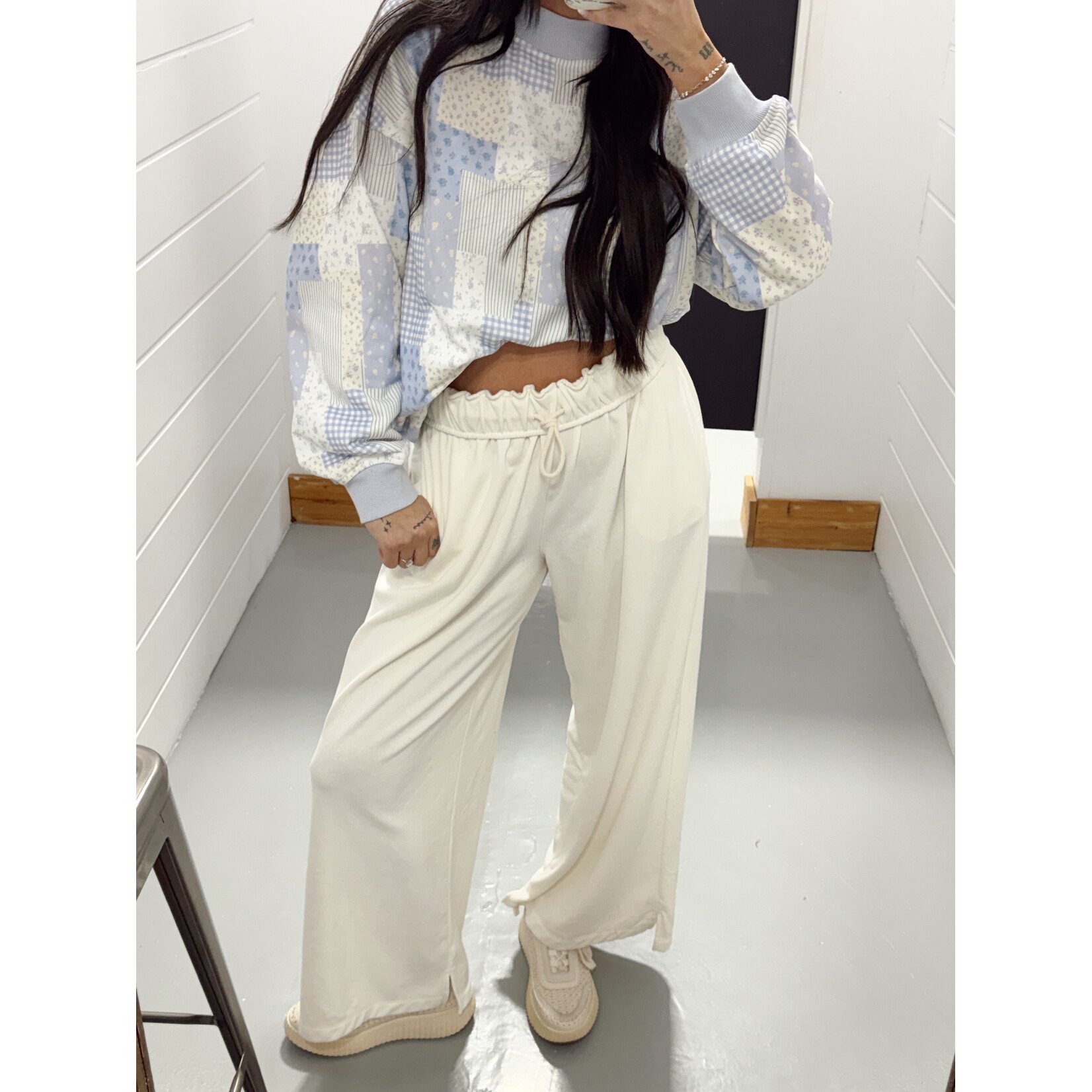 Fold Over Waist Wide Leg Sweats