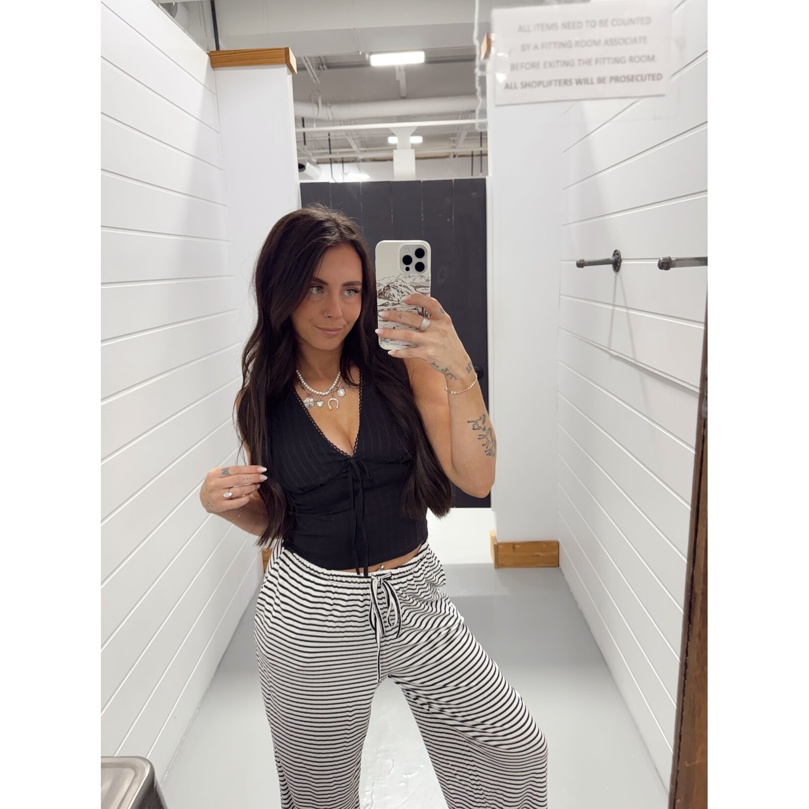 Striped Wide Leg Draw String Pants