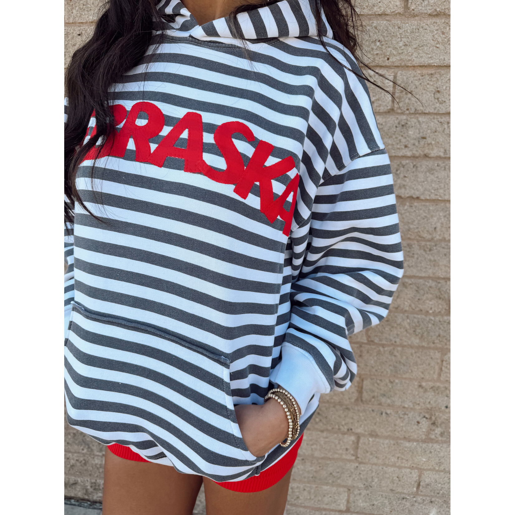 Cotton Collective Nebraska Sewn Striped Hoodie