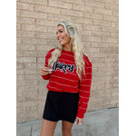 Huskers Sewn Striped Crew
