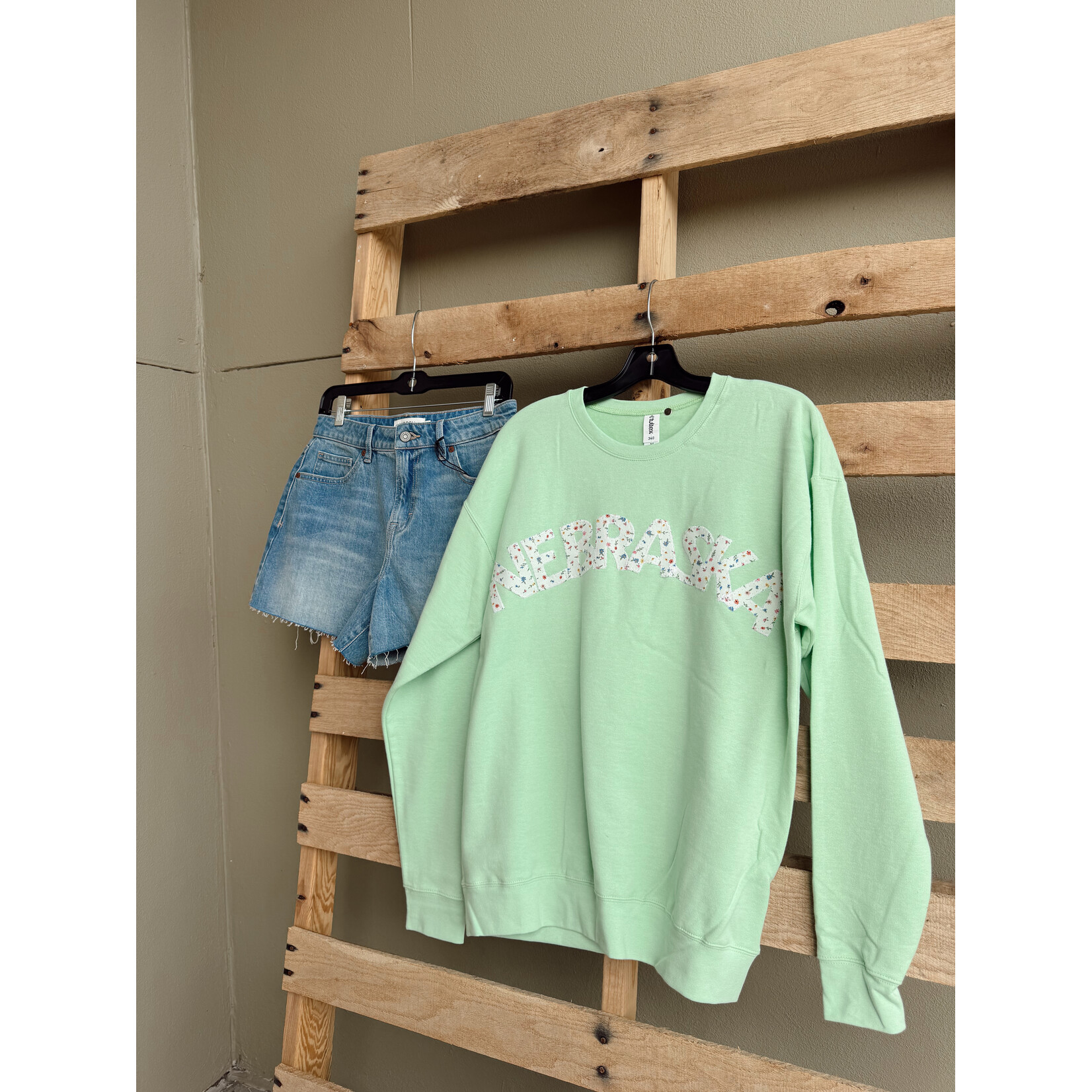 Tultex Nebraska Floral Patchwork Crew