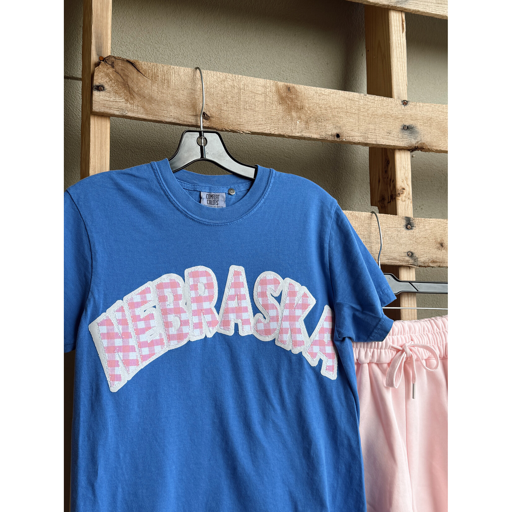 comfort colors Nebraska Plaid w White Backing Tee