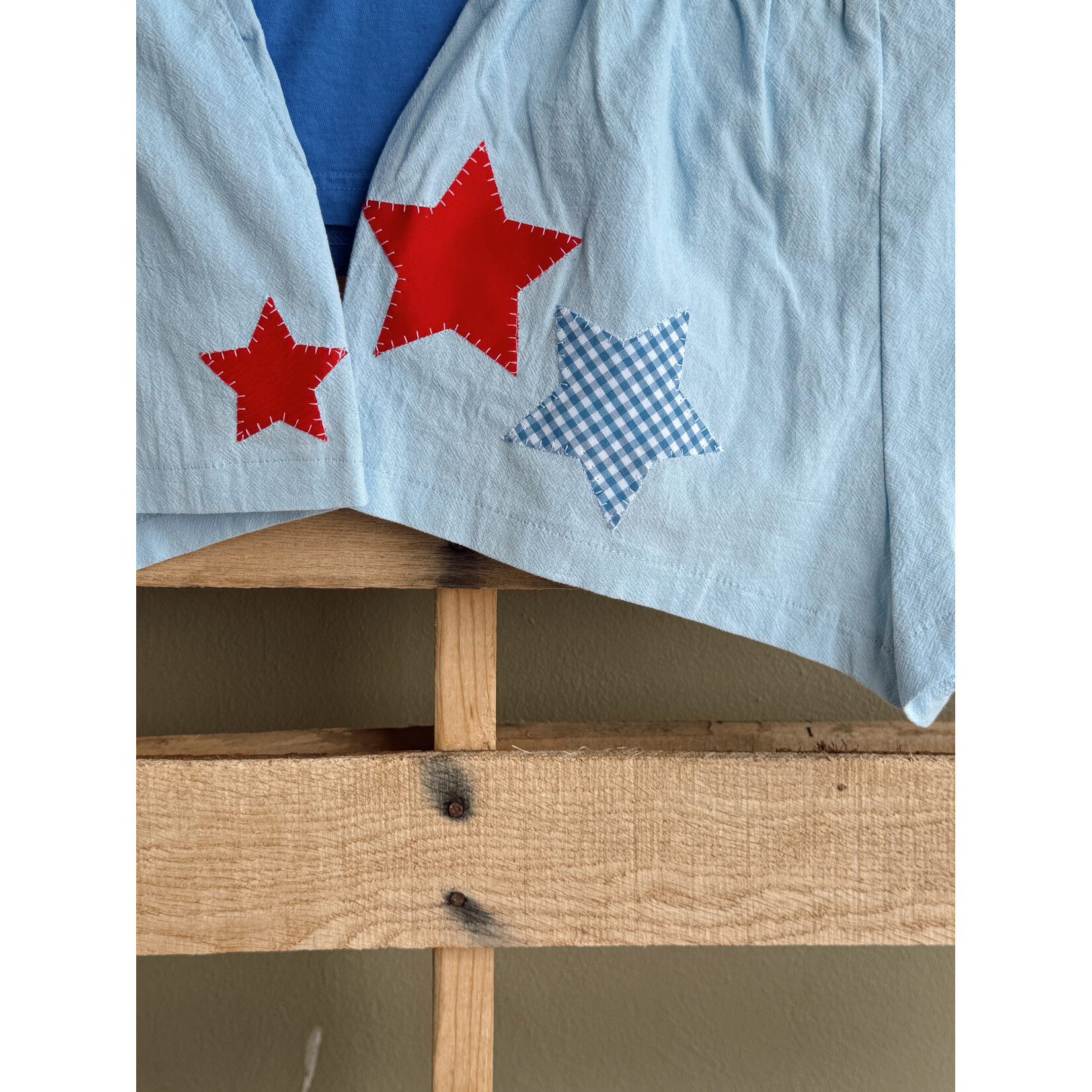 Star Patchwork Sewn Linen Shorts