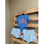 Star Patchwork Sewn Linen Shorts
