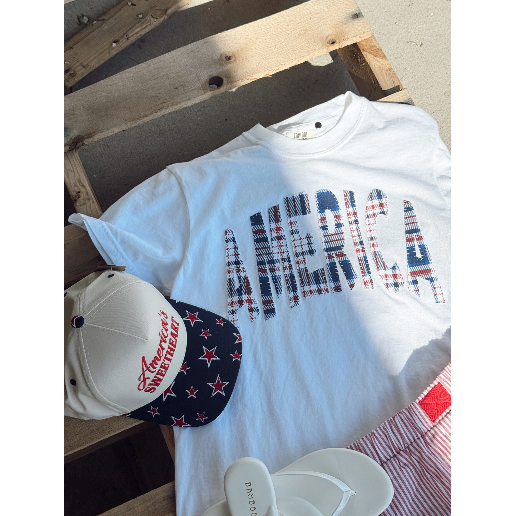 comfort colors America Plaid Patchwork Tee