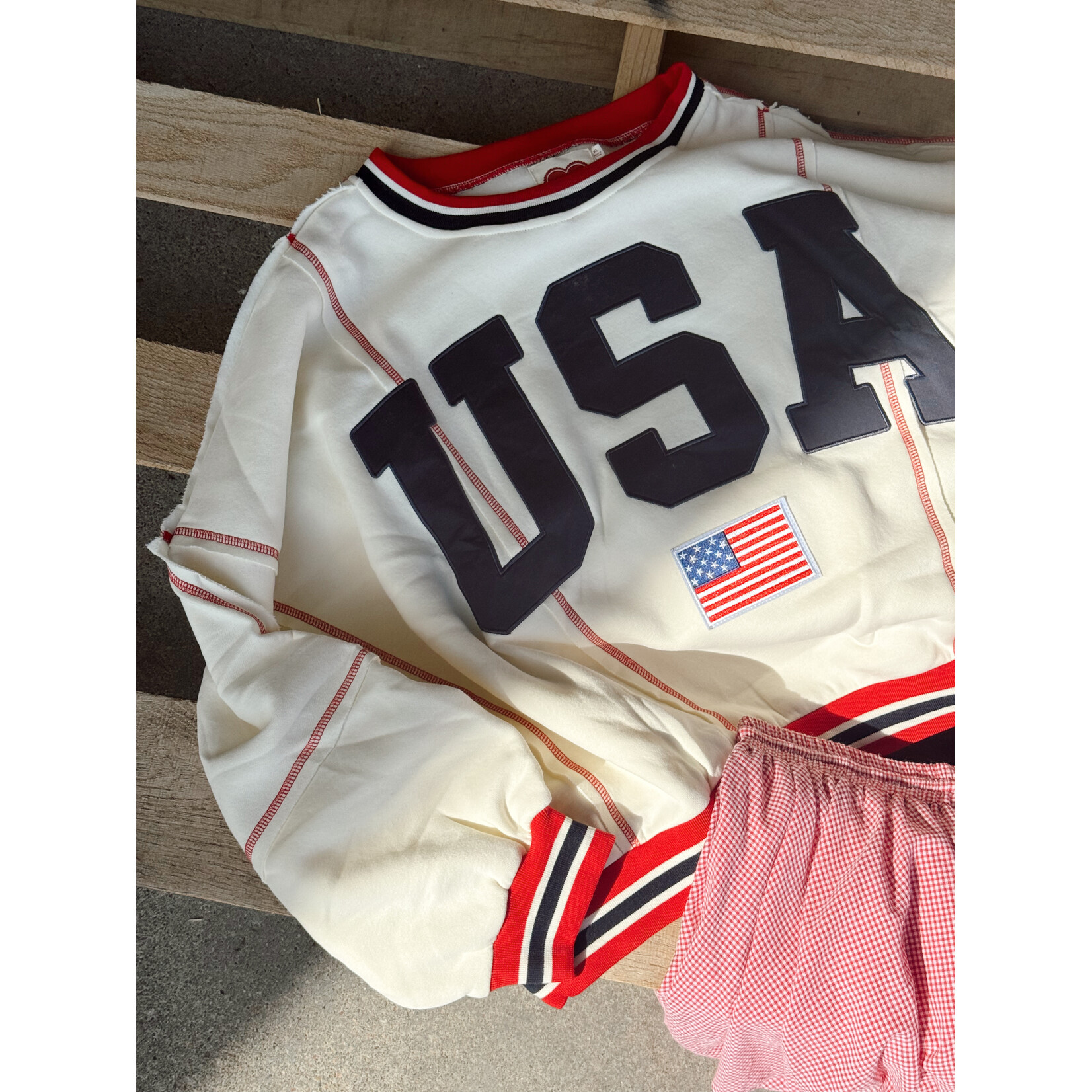 LovLov 4th of July USA Letter Sweatshirt