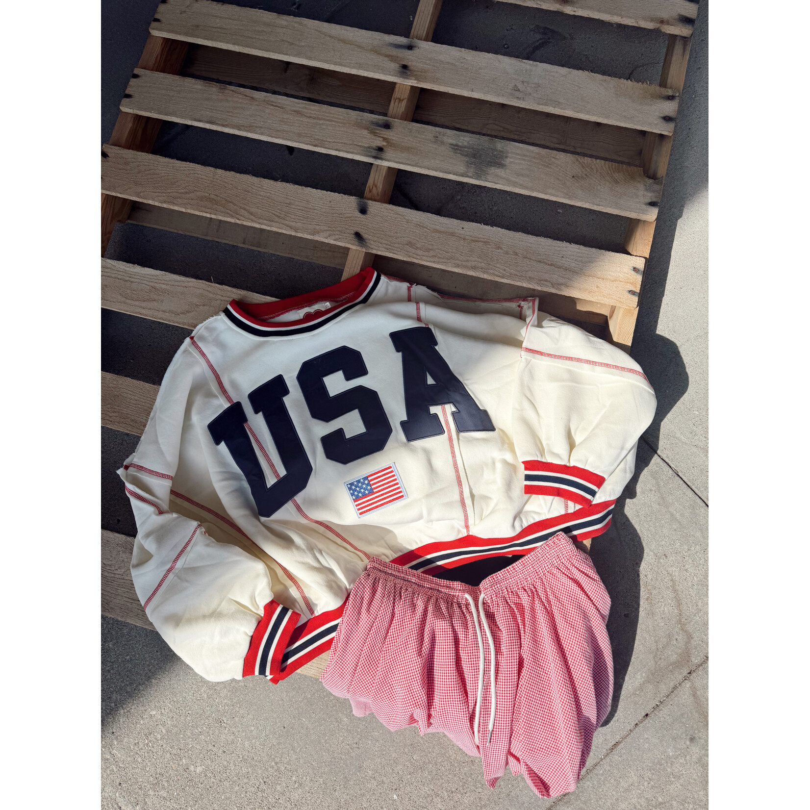 LovLov 4th of July USA Letter Sweatshirt