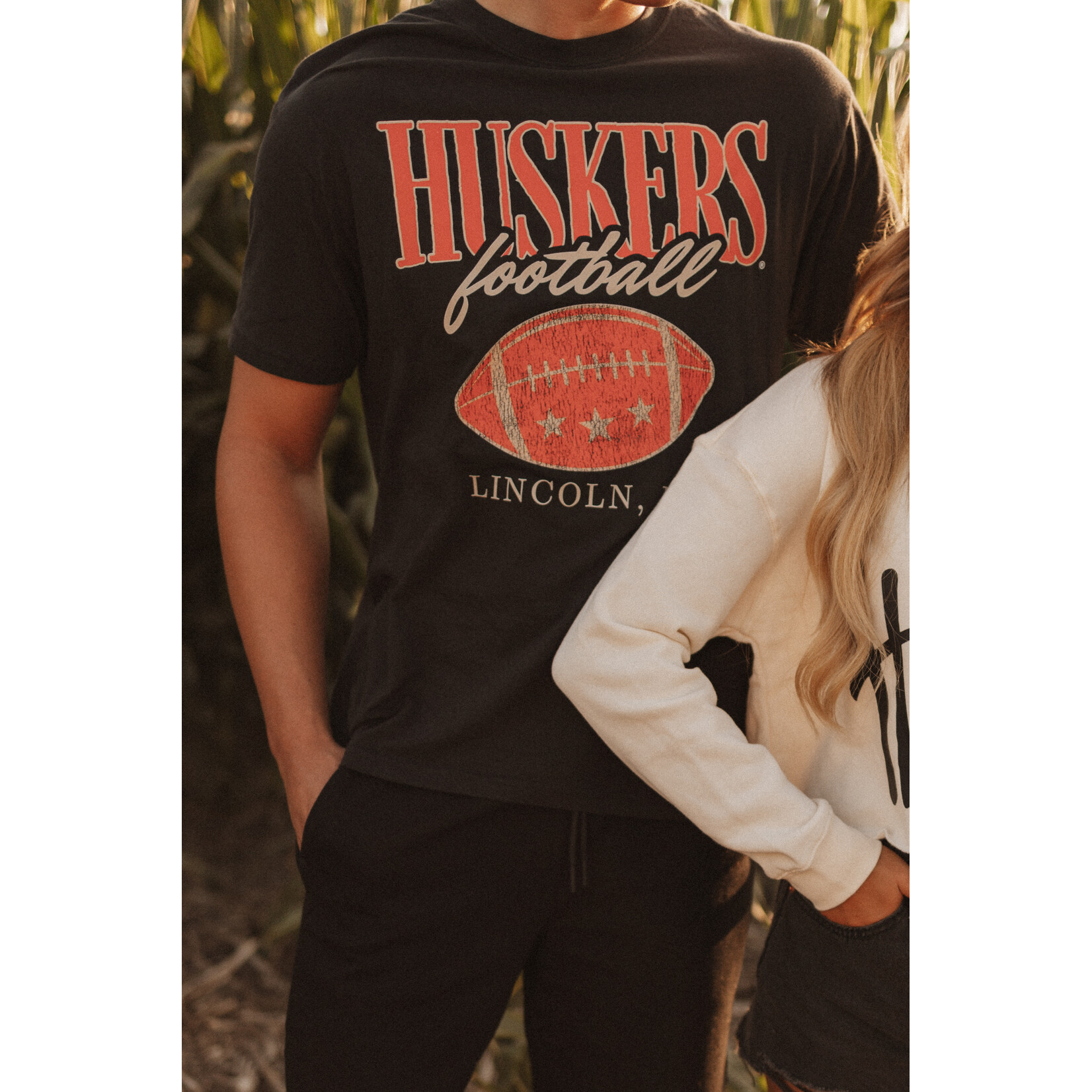 comfort colors Huskers Football w/ Stars Tee
