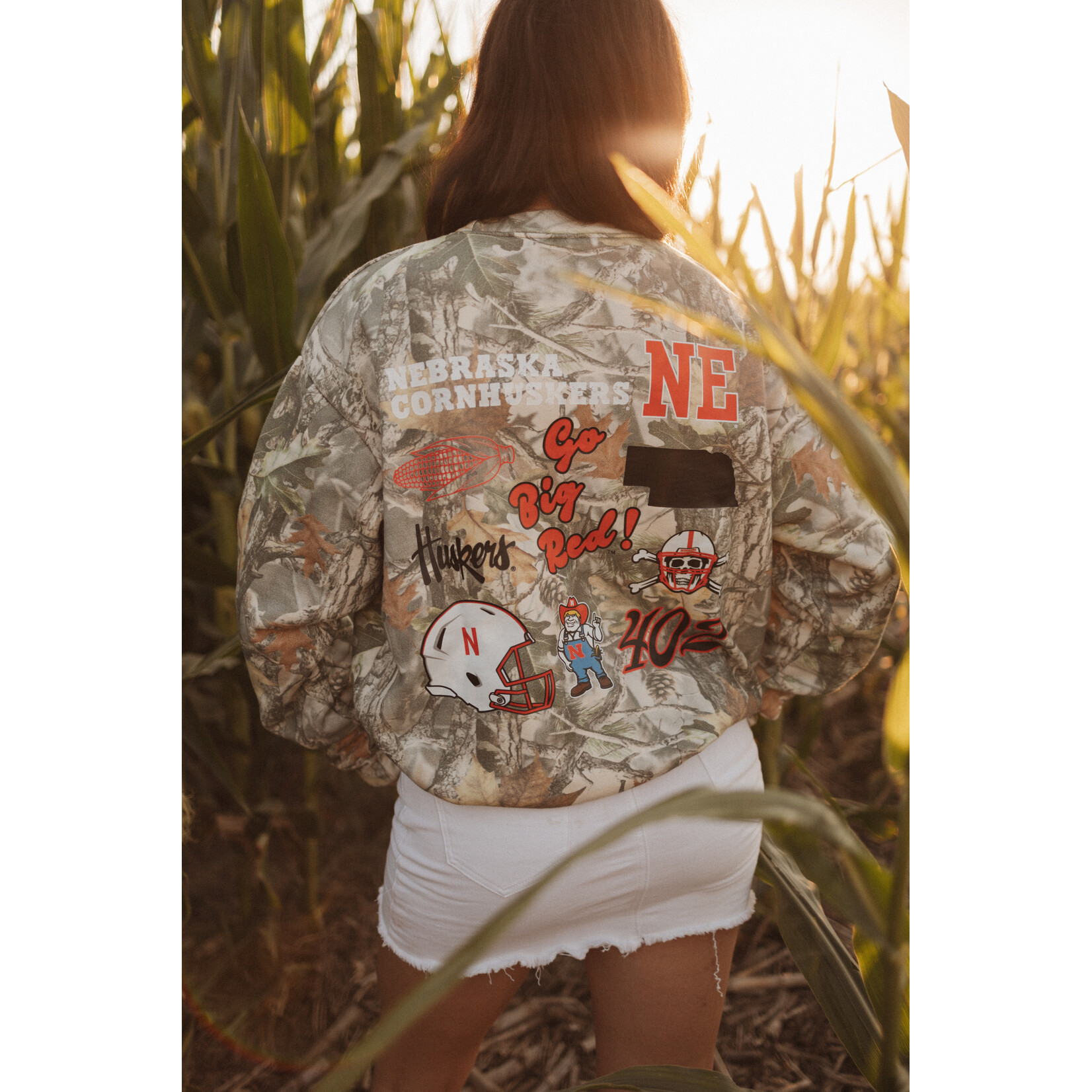 Cotton Collective Nebraska Icons Camo Crew