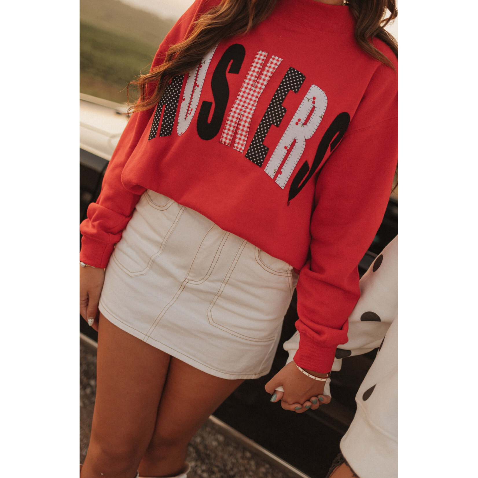 Huskers Patchwork Mockneck