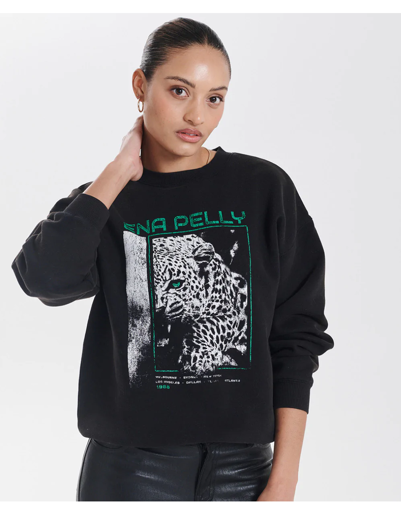 ENA PELLY CHEETAH SWEATER WASHED BLACK