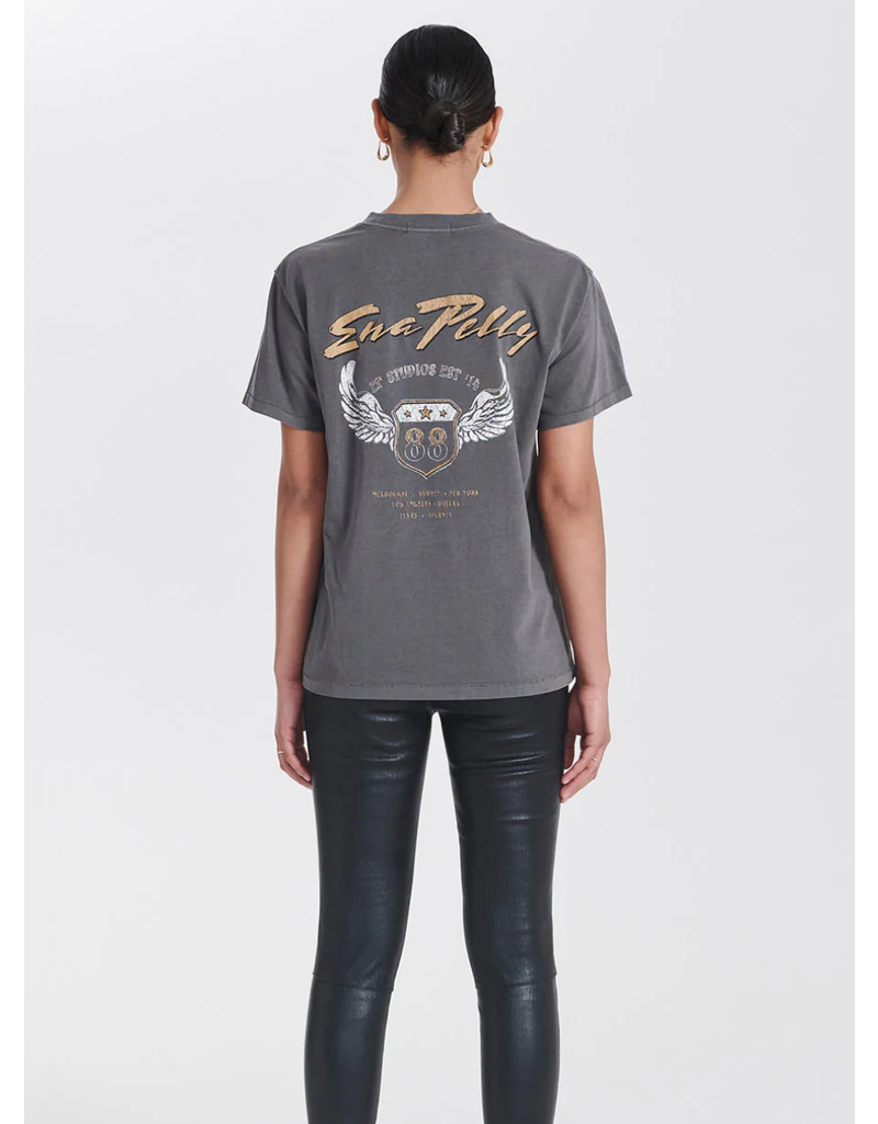 ENA PELLY WINGED SHIELD TEE CHARCOAL